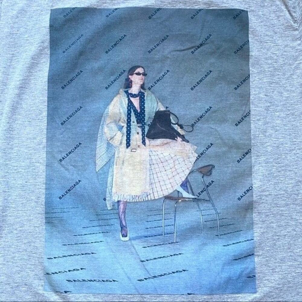 Balenciaga AW17 Gray Photoshoot Print Oversized T-Shirt Size M - Picture 7 of 8